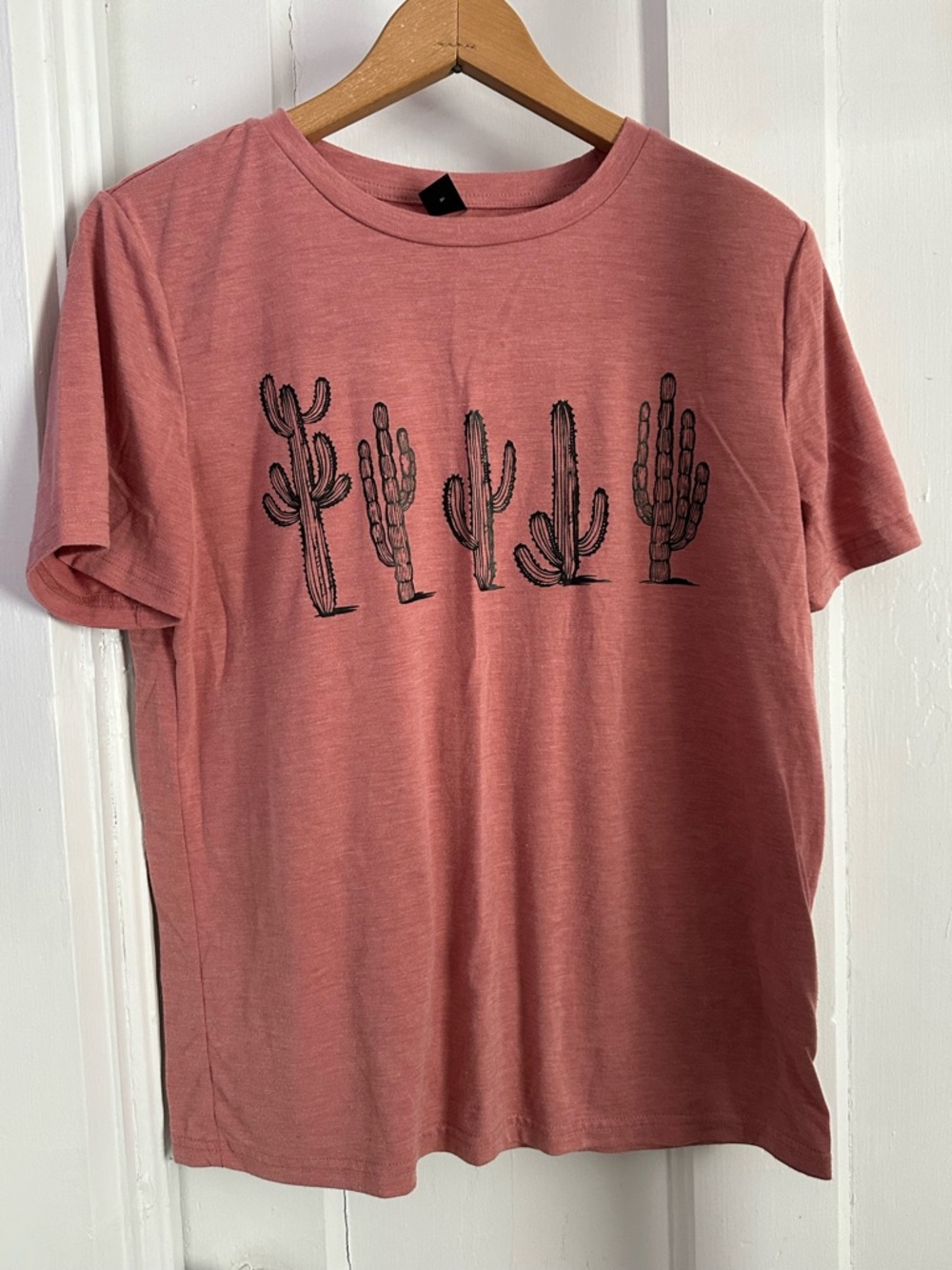 SHEIN Dusty Rose Short Sleeve Cactus Graphic Tee